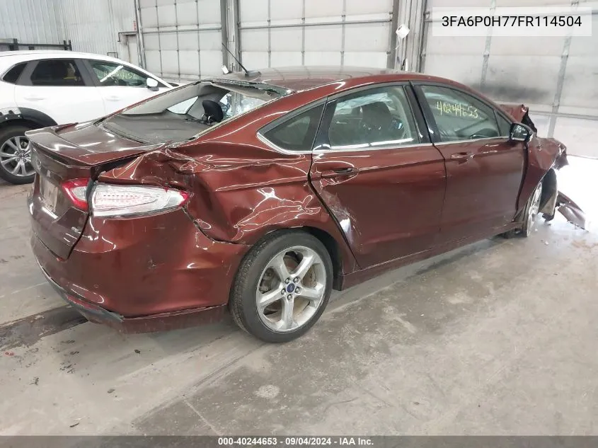 3FA6P0H77FR114504 2015 Ford Fusion Se