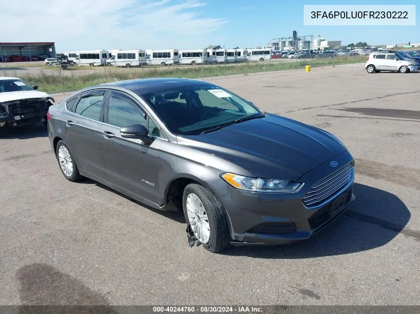 2015 Ford Fusion Hybrid Se VIN: 3FA6P0LU0FR230222 Lot: 40244760