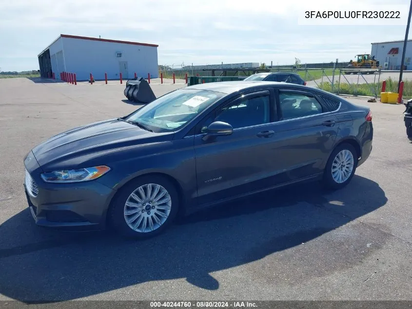 2015 Ford Fusion Hybrid Se VIN: 3FA6P0LU0FR230222 Lot: 40244760