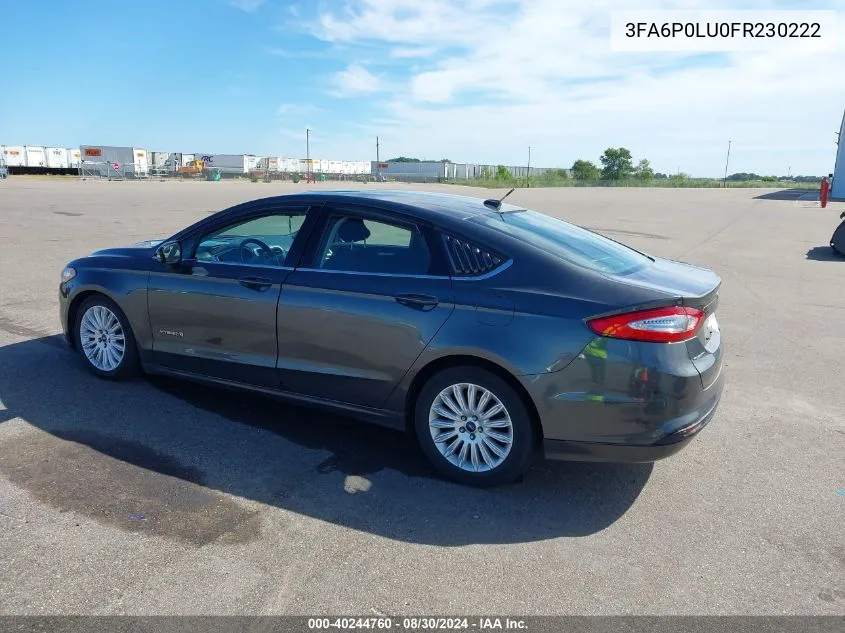 2015 Ford Fusion Hybrid Se VIN: 3FA6P0LU0FR230222 Lot: 40244760