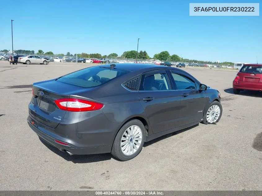 2015 Ford Fusion Hybrid Se VIN: 3FA6P0LU0FR230222 Lot: 40244760