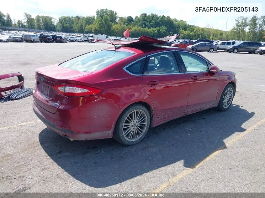 2015 Ford Fusion Se VIN: 3FA6P0HDXFR205143 Lot: 40250172