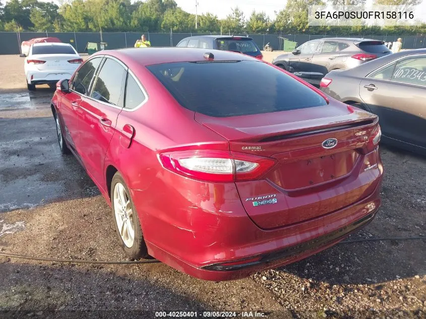 2015 Ford Fusion Energi Titanium VIN: 3FA6P0SU0FR158116 Lot: 40250401