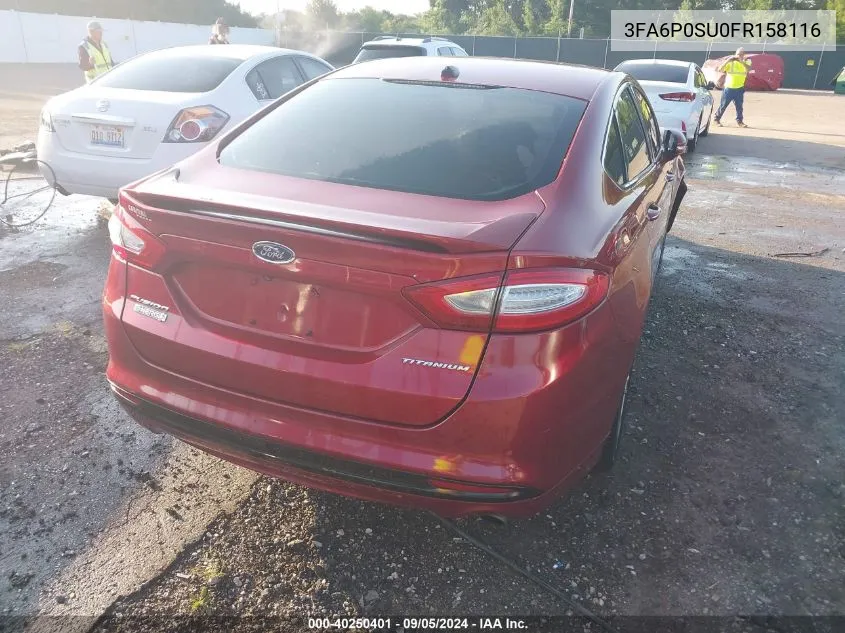 2015 Ford Fusion Energi Titanium VIN: 3FA6P0SU0FR158116 Lot: 40250401