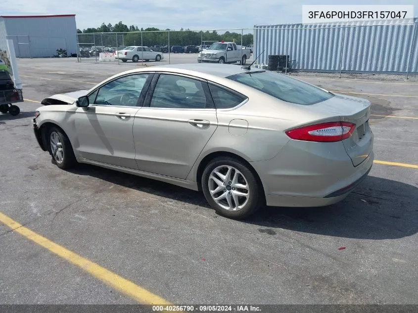 2015 Ford Fusion Se VIN: 3FA6P0HD3FR157047 Lot: 40256790