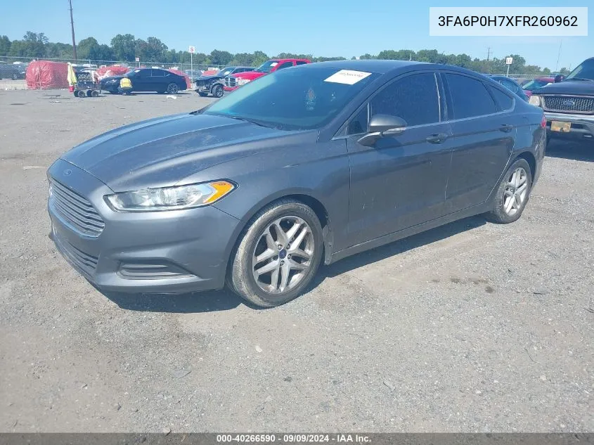 2015 Ford Fusion Se VIN: 3FA6P0H7XFR260962 Lot: 40266590