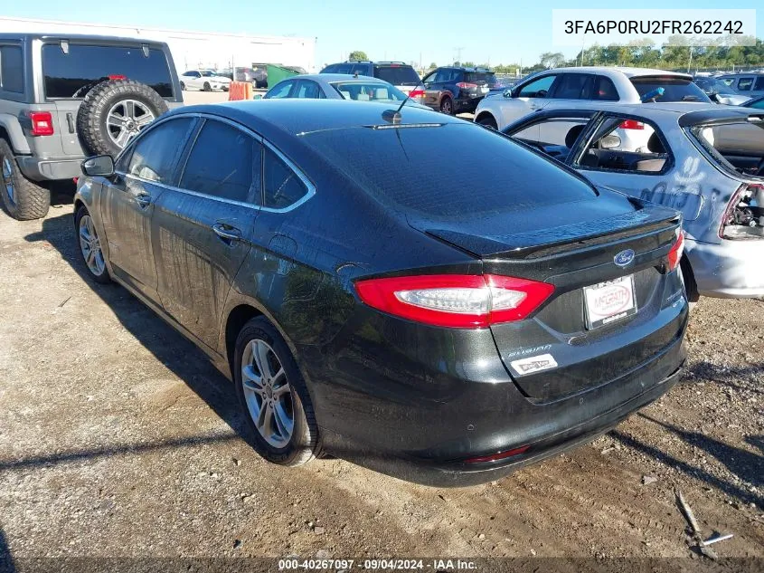 2015 Ford Fusion Hybrid Titanium VIN: 3FA6P0RU2FR262242 Lot: 40267097