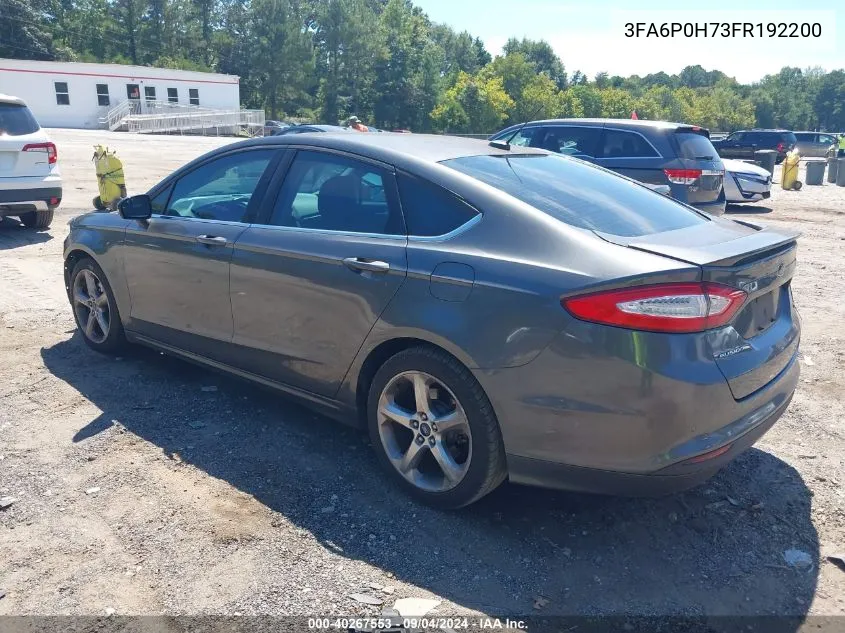 2015 Ford Fusion Se VIN: 3FA6P0H73FR192200 Lot: 40267553