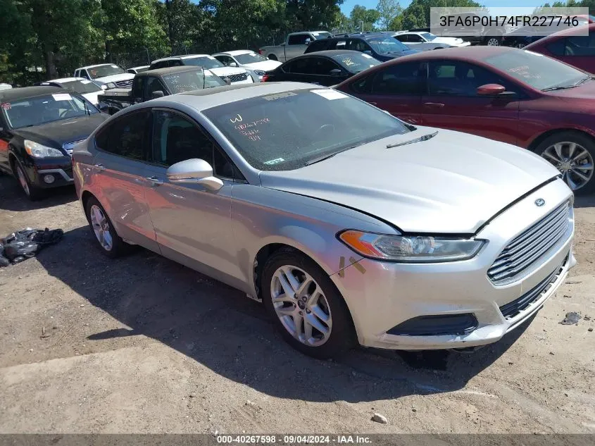 2015 Ford Fusion Se VIN: 3FA6P0H74FR227746 Lot: 40267598