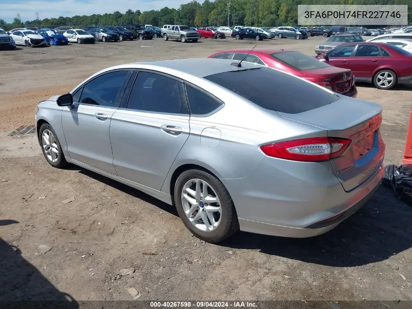 2015 Ford Fusion Se VIN: 3FA6P0H74FR227746 Lot: 40267598