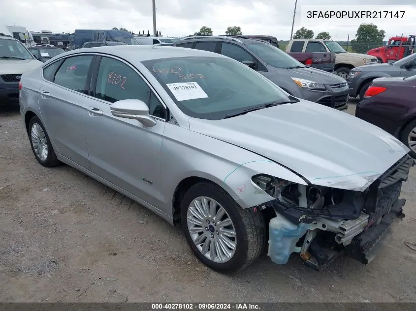 2015 Ford Fusion Energi Se Phev VIN: 3FA6P0PUXFR217147 Lot: 40278102