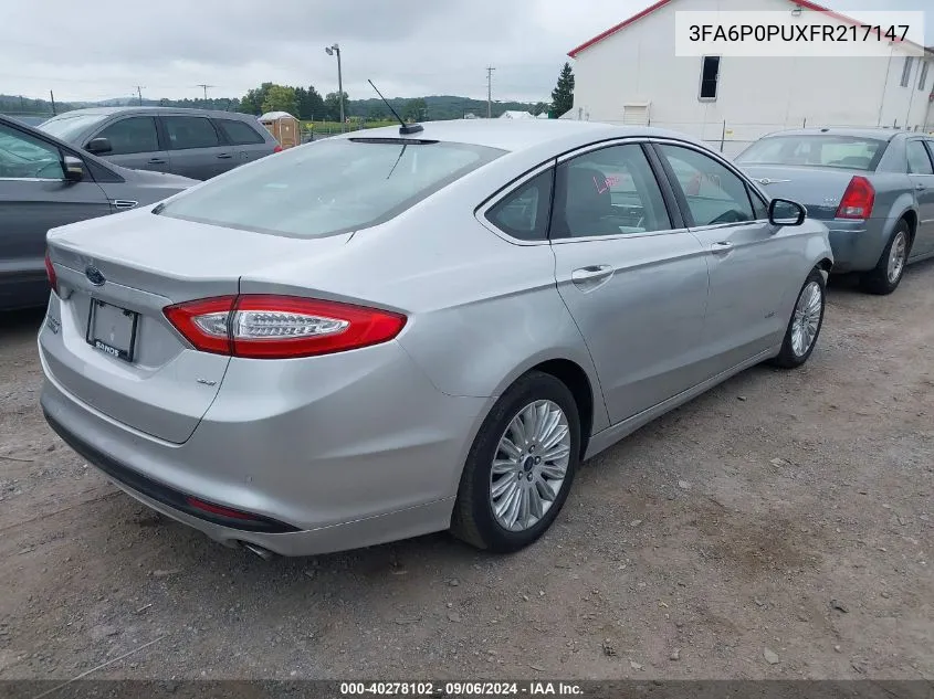 2015 Ford Fusion Energi Se Phev VIN: 3FA6P0PUXFR217147 Lot: 40278102