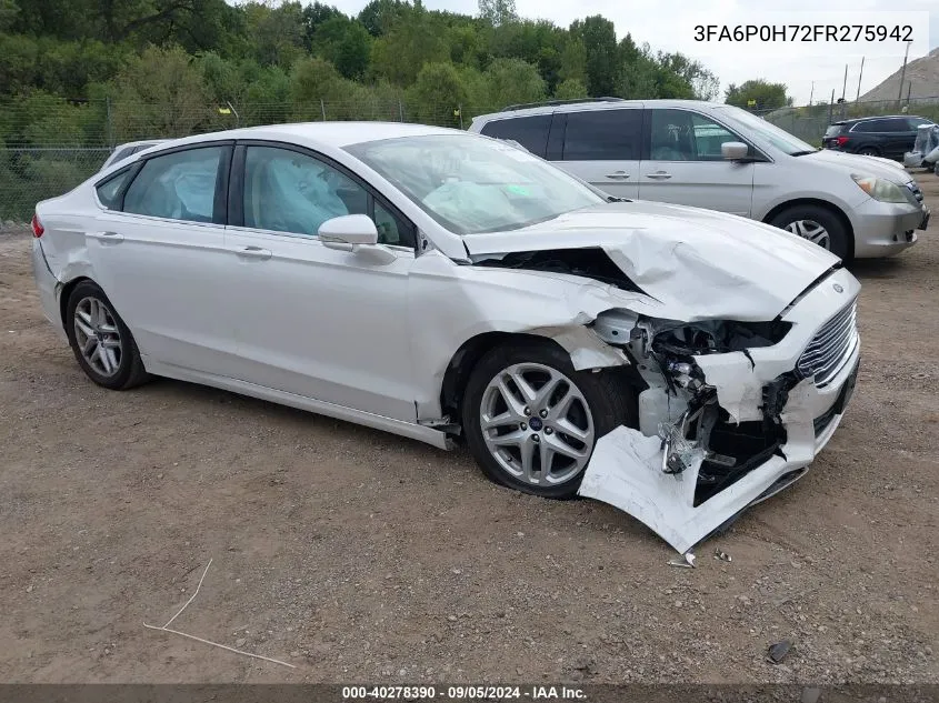 2015 Ford Fusion Se VIN: 3FA6P0H72FR275942 Lot: 40278390