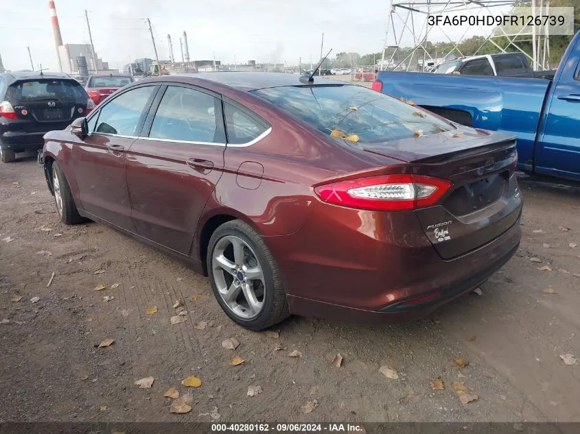 2015 Ford Fusion Se VIN: 3FA6P0HD9FR126739 Lot: 40280162