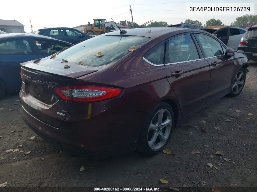 2015 Ford Fusion Se VIN: 3FA6P0HD9FR126739 Lot: 40280162