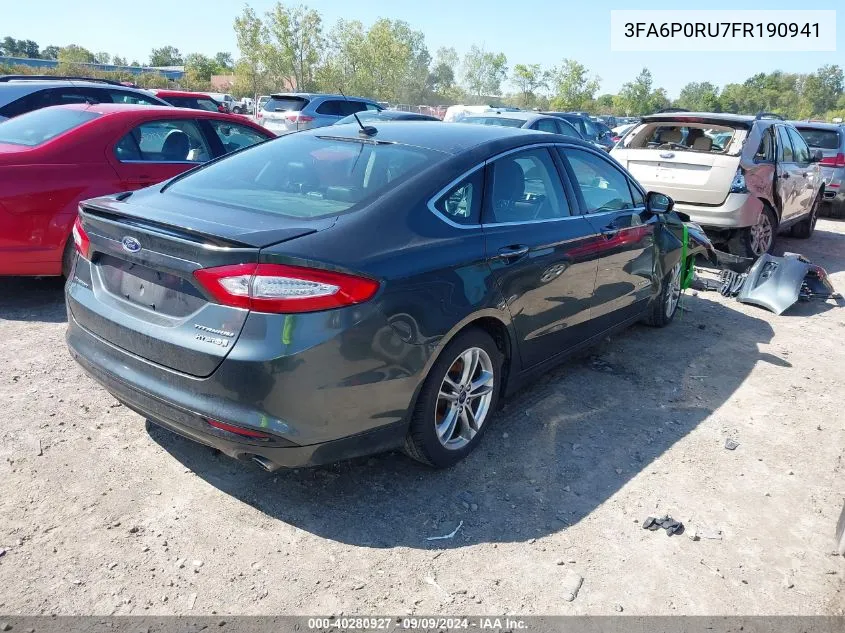 3FA6P0RU7FR190941 2015 Ford Fusion Hybrid Titanium