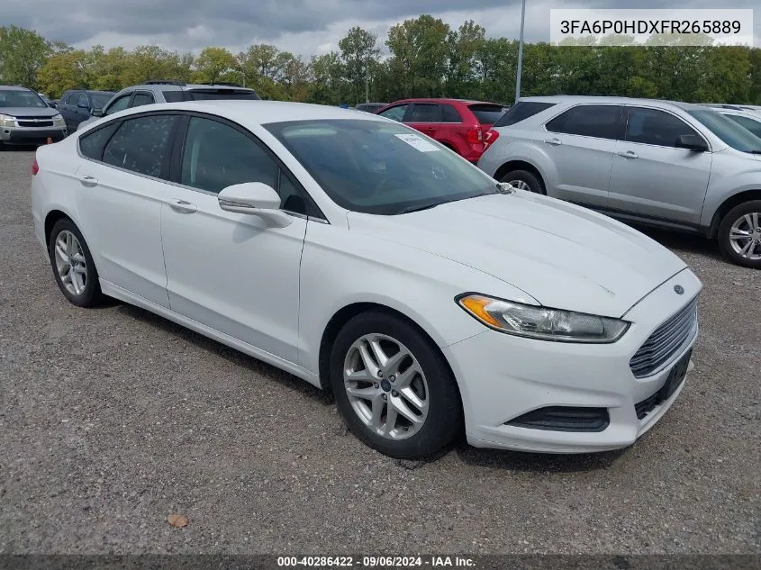 2015 Ford Fusion Se VIN: 3FA6P0HDXFR265889 Lot: 40286422