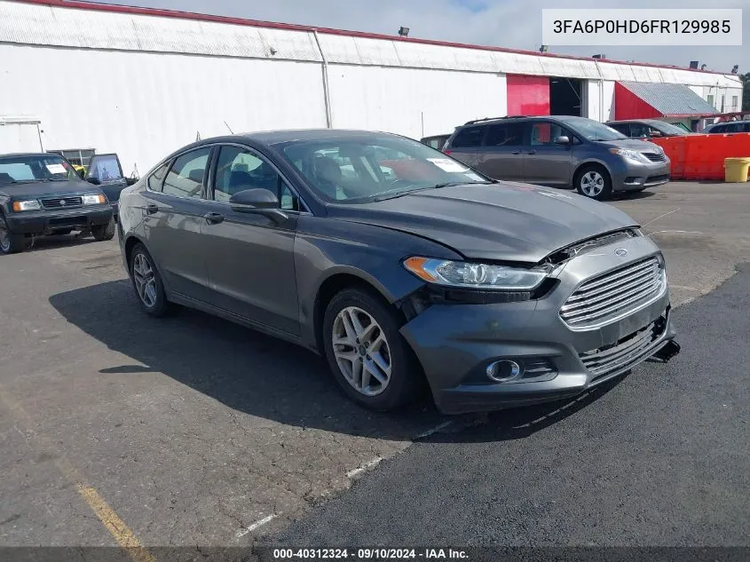 2015 Ford Fusion Se VIN: 3FA6P0HD6FR129985 Lot: 40312324