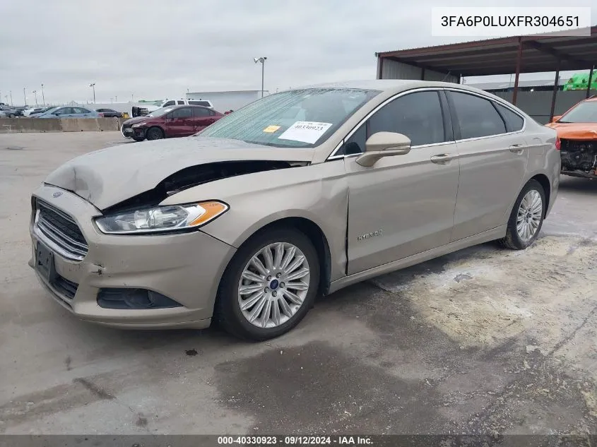 2015 Ford Fusion Se Hybrid VIN: 3FA6P0LUXFR304651 Lot: 40330923