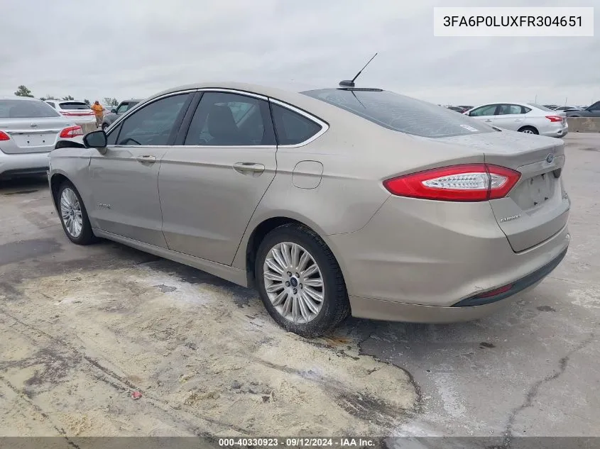 2015 Ford Fusion Se Hybrid VIN: 3FA6P0LUXFR304651 Lot: 40330923