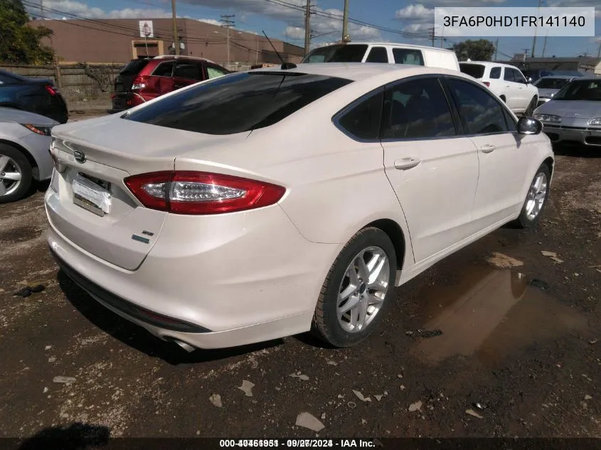 2015 Ford Fusion Se VIN: 3FA6P0HD1FR141140 Lot: 40461951