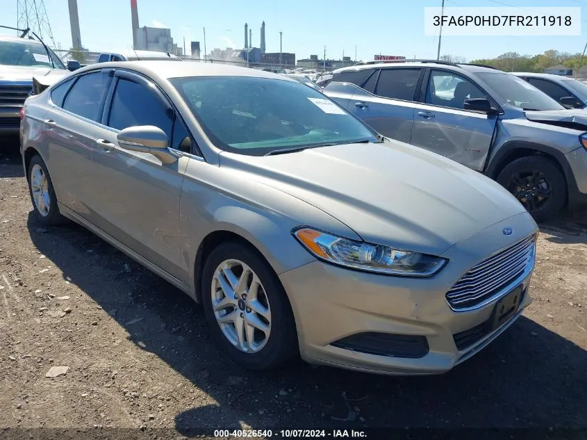 2015 Ford Fusion Se VIN: 3FA6P0HD7FR211918 Lot: 40526540