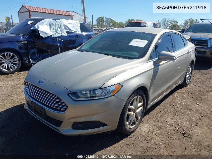 2015 Ford Fusion Se VIN: 3FA6P0HD7FR211918 Lot: 40526540