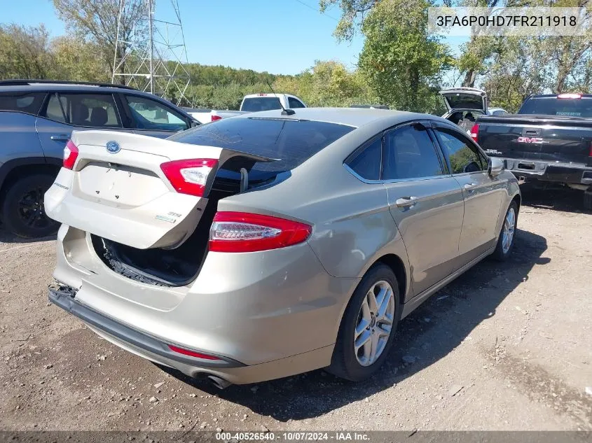 2015 Ford Fusion Se VIN: 3FA6P0HD7FR211918 Lot: 40526540