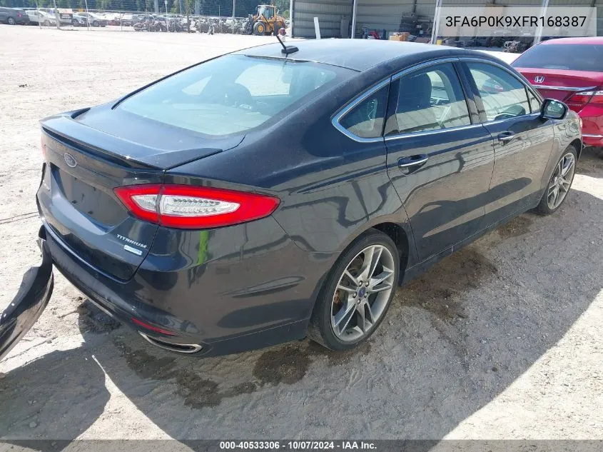 2015 Ford Fusion Titanium VIN: 3FA6P0K9XFR168387 Lot: 40533306