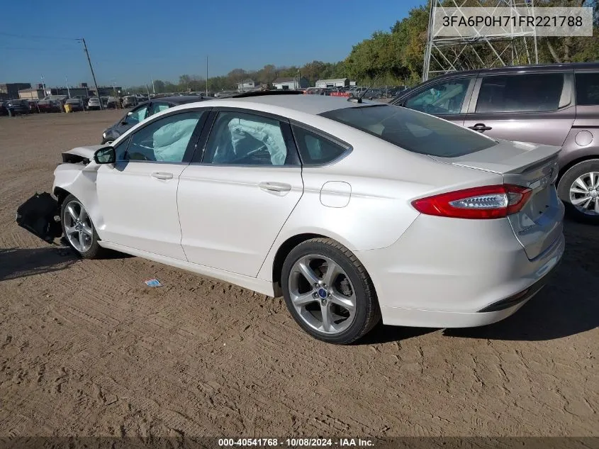 2015 Ford Fusion Se VIN: 3FA6P0H71FR221788 Lot: 40541768