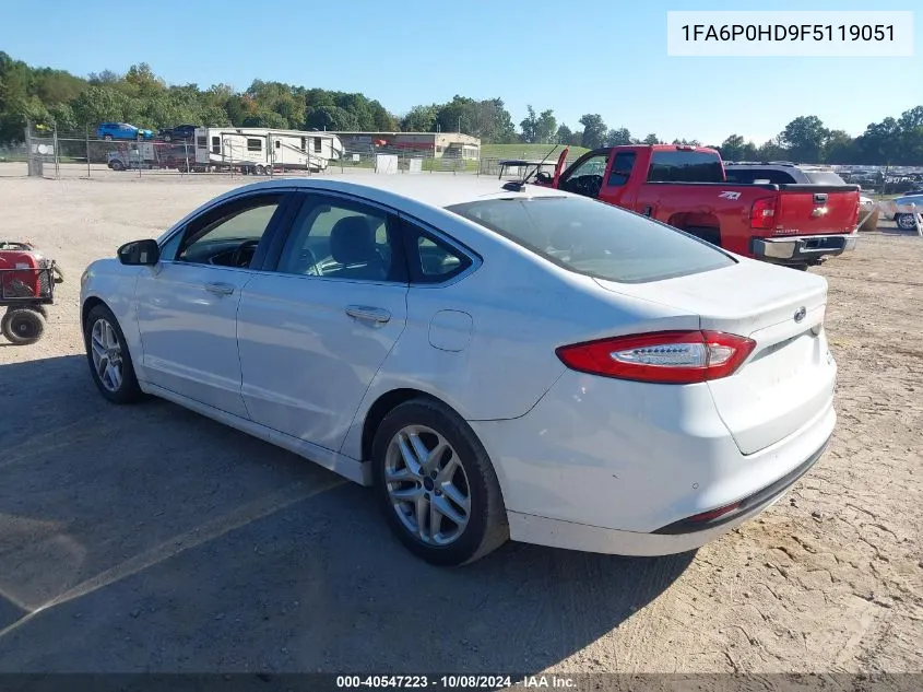 2015 Ford Fusion Se VIN: 1FA6P0HD9F5119051 Lot: 40547223