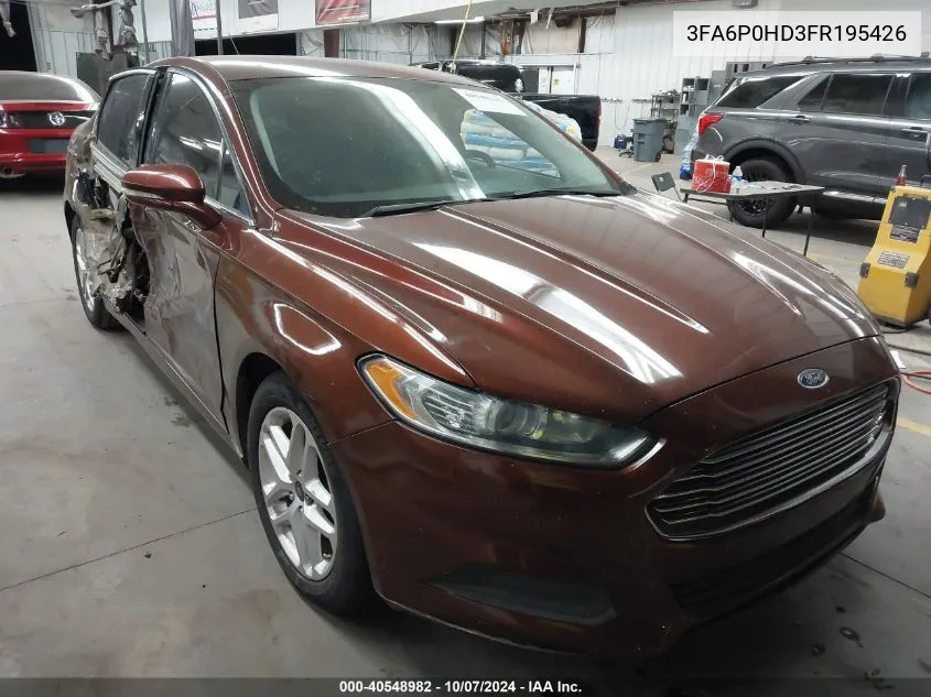 2015 Ford Fusion Se VIN: 3FA6P0HD3FR195426 Lot: 40548982