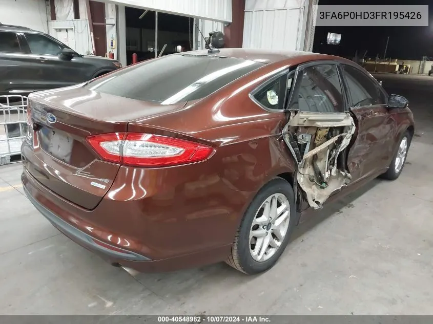 2015 Ford Fusion Se VIN: 3FA6P0HD3FR195426 Lot: 40548982