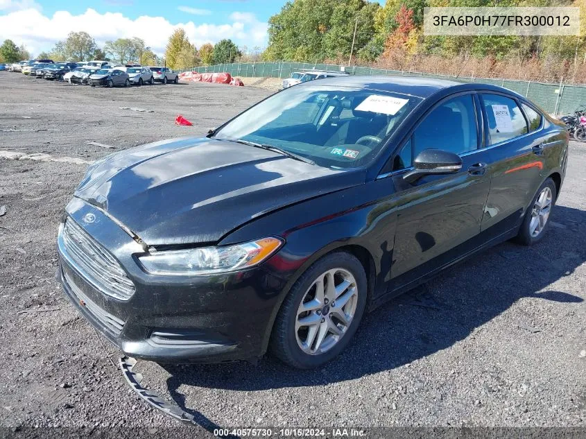 2015 Ford Fusion Se VIN: 3FA6P0H77FR300012 Lot: 40575730