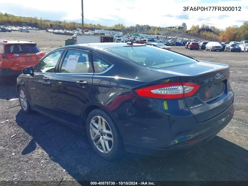 2015 Ford Fusion Se VIN: 3FA6P0H77FR300012 Lot: 40575730