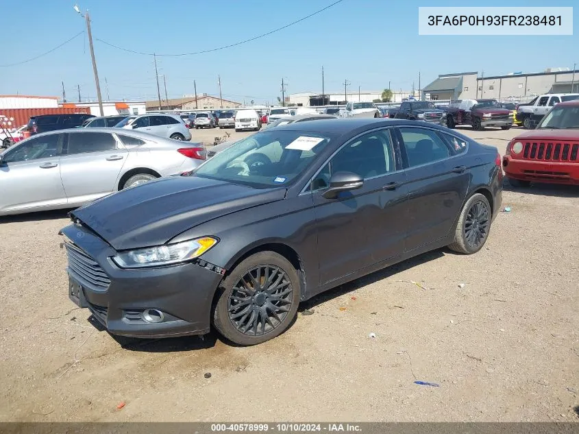 2015 Ford Fusion Se VIN: 3FA6P0H93FR238481 Lot: 40578999