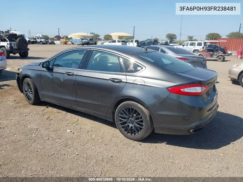 2015 Ford Fusion Se VIN: 3FA6P0H93FR238481 Lot: 40578999