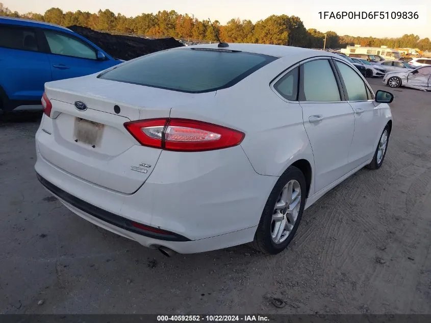 2015 Ford Fusion Se VIN: 1FA6P0HD6F5109836 Lot: 40592552