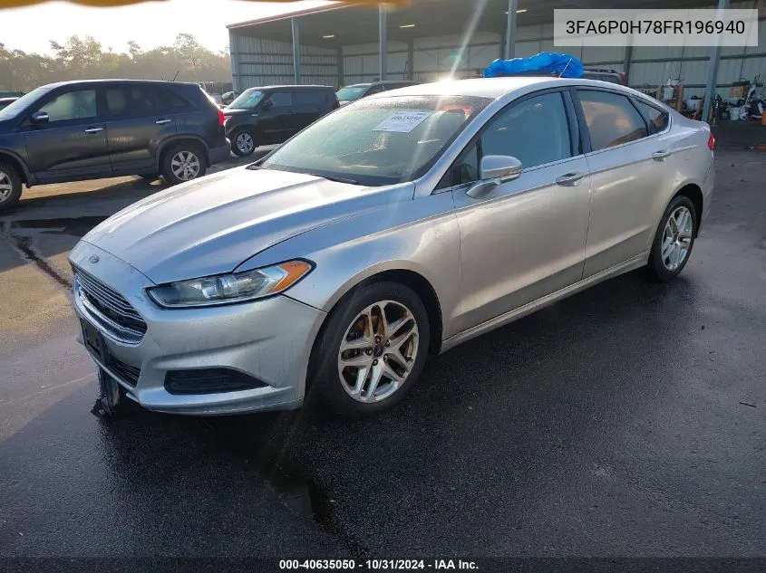 2015 Ford Fusion Se VIN: 3FA6P0H78FR196940 Lot: 40635050