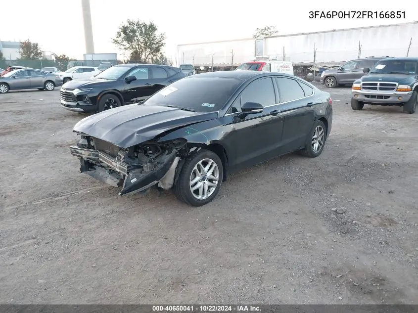 2015 Ford Fusion Se VIN: 3FA6P0H72FR166851 Lot: 40650041