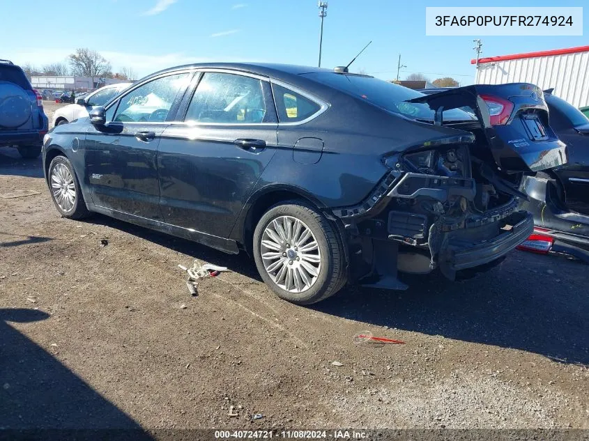 2015 Ford Fusion Energi Se Luxury VIN: 3FA6P0PU7FR274924 Lot: 40724721