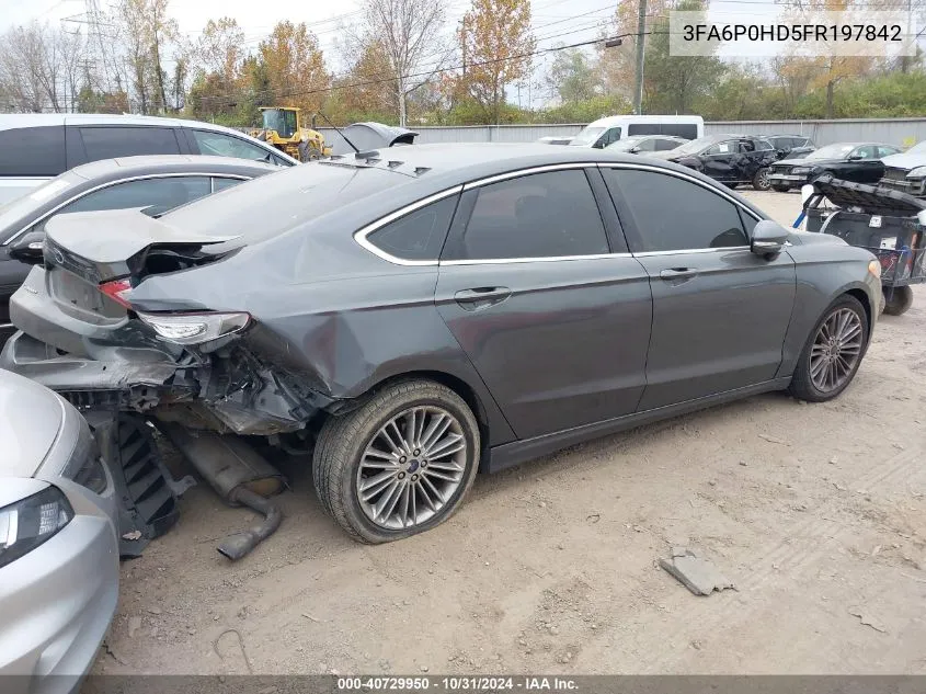 2015 Ford Fusion Se VIN: 3FA6P0HD5FR197842 Lot: 40729950