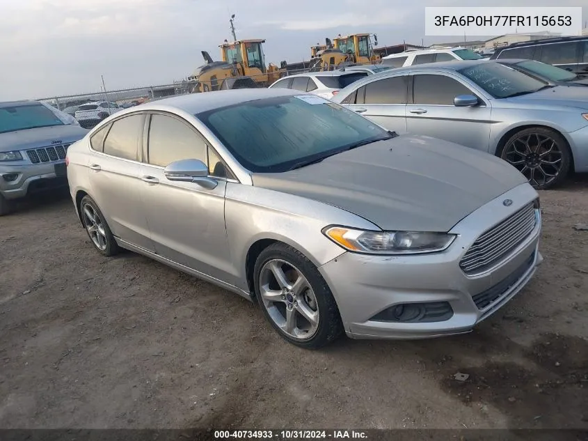 2015 Ford Fusion Se VIN: 3FA6P0H77FR115653 Lot: 40734933