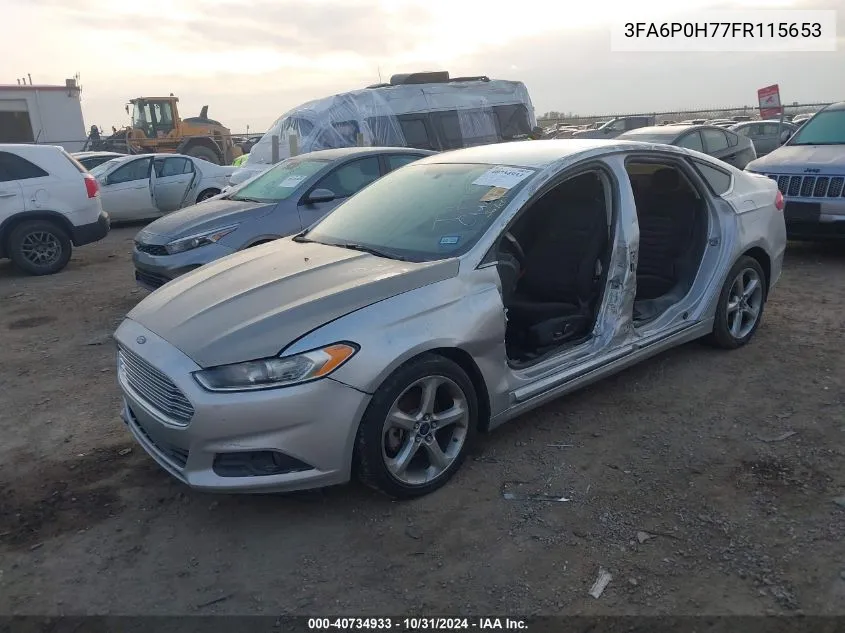 2015 Ford Fusion Se VIN: 3FA6P0H77FR115653 Lot: 40734933