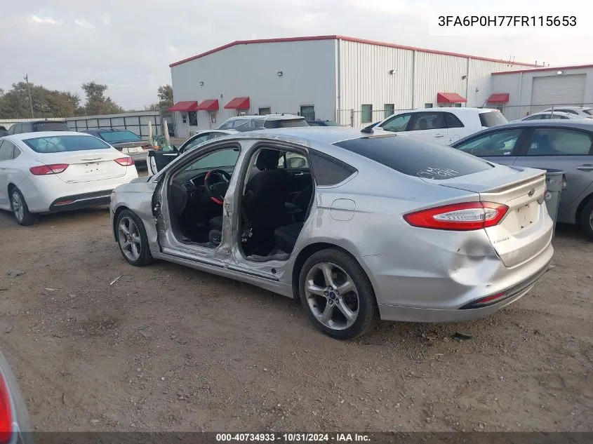 2015 Ford Fusion Se VIN: 3FA6P0H77FR115653 Lot: 40734933