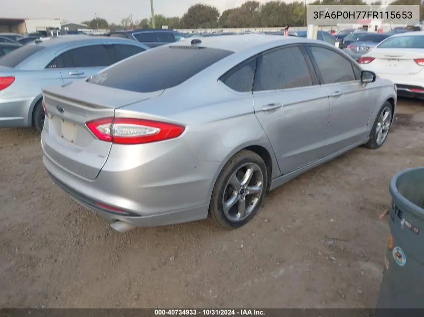 2015 Ford Fusion Se VIN: 3FA6P0H77FR115653 Lot: 40734933