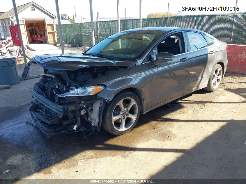 2015 Ford Fusion Se VIN: 3FA6P0H72FR109016 Lot: 40745662