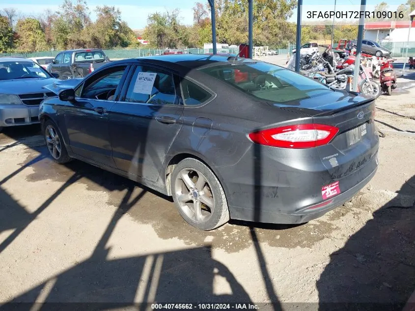 2015 Ford Fusion Se VIN: 3FA6P0H72FR109016 Lot: 40745662