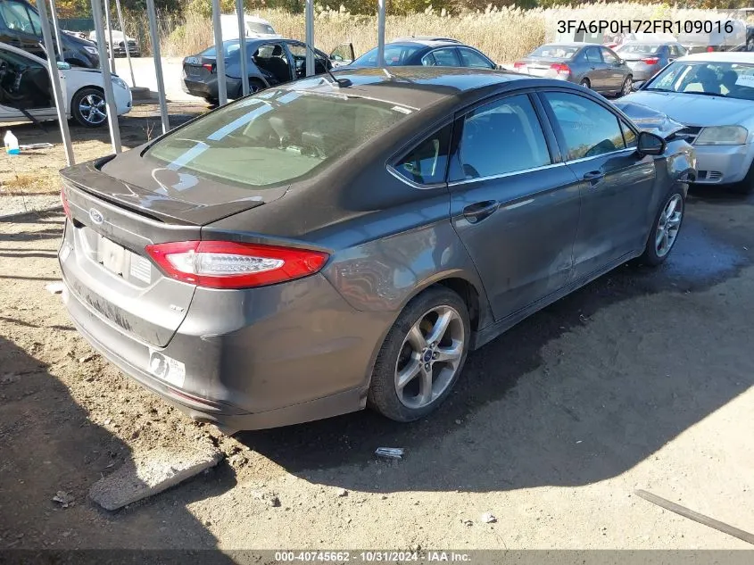 2015 Ford Fusion Se VIN: 3FA6P0H72FR109016 Lot: 40745662