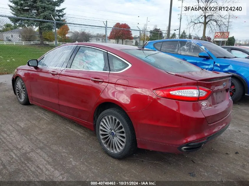 2015 Ford Fusion Titanium VIN: 3FA6P0K92FR124240 Lot: 40748463